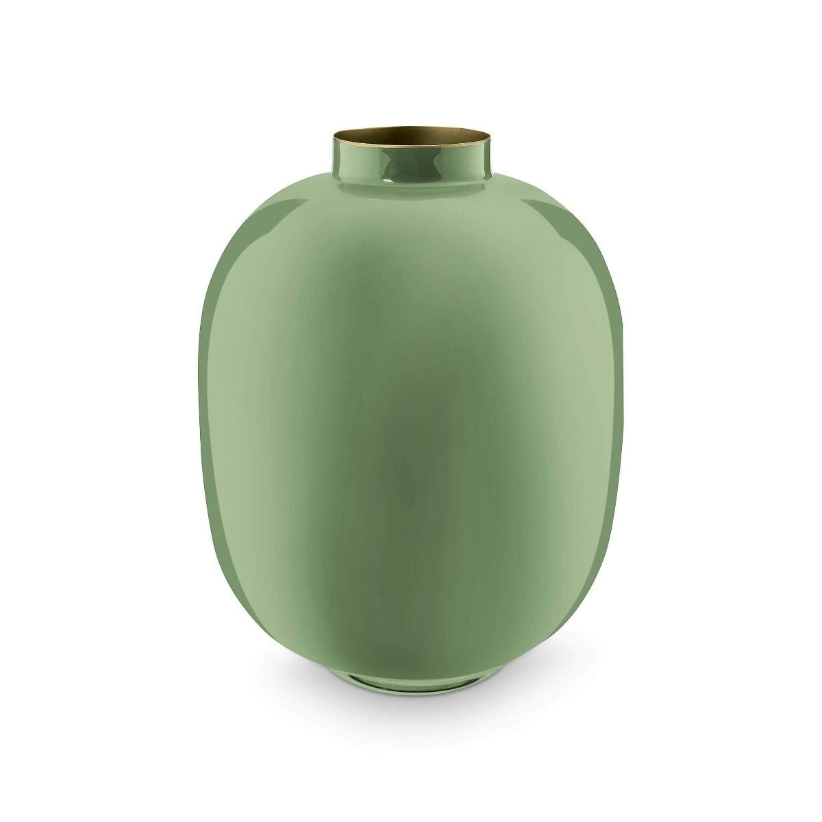 Vaso Ovale in Metallo Smaltato Verde - H 32cm