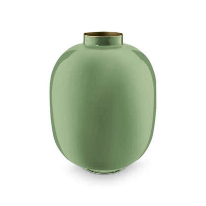 Vaso Ovale in Metallo Smaltato Verde - H 32cm