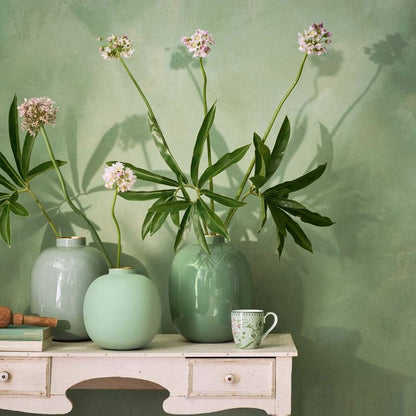 Vaso Ovale in Metallo Smaltato Verde - H 32cm