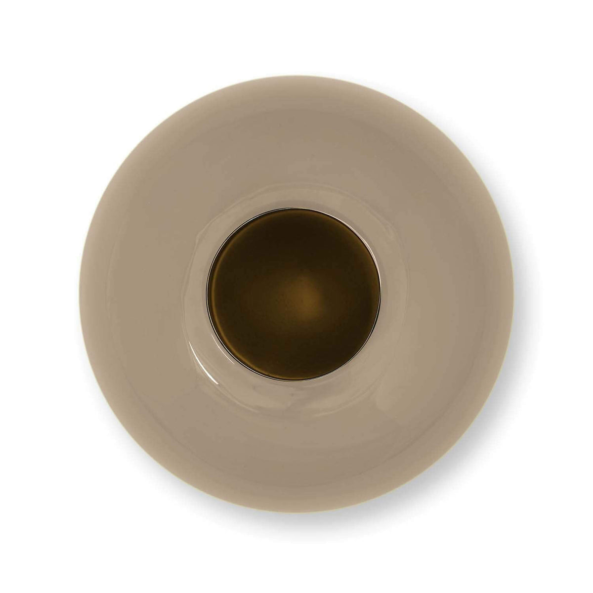Vaso Tondo in Metallo Smaltato Marrone Khaki - H 23cm