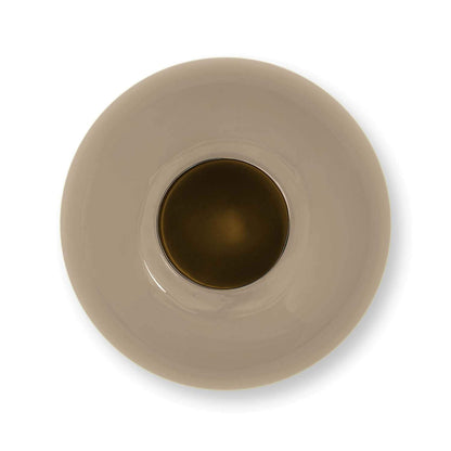 Vaso Tondo in Metallo Smaltato Marrone Khaki - H 23cm