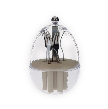 Portaposate Mini Ovetto con 6 Forchettine Inox