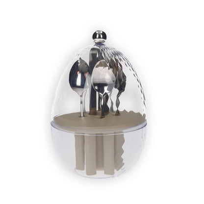 Portaposate Mini Ovetto con 6 Cucchiaini Inox