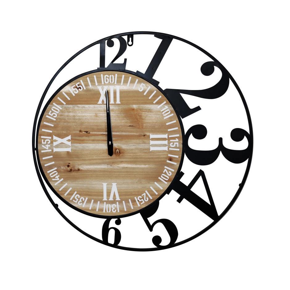 Orologio da Parete "Industrial Number" in Metallo e Legno