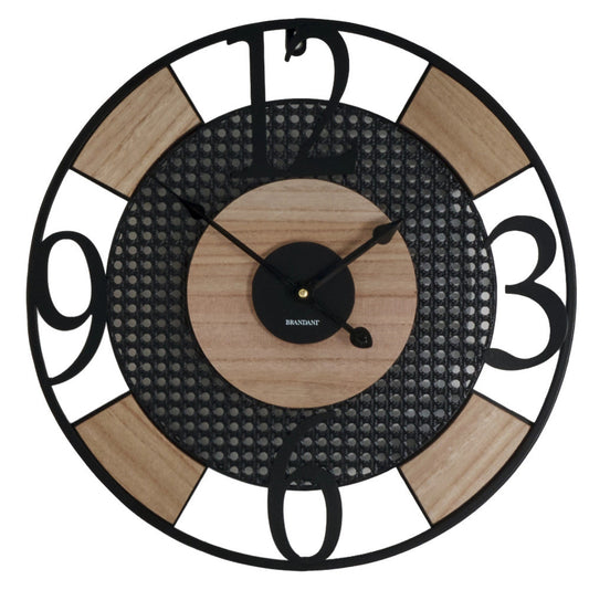 Orologio da parete "Elica" in Legno e Metallo Nero