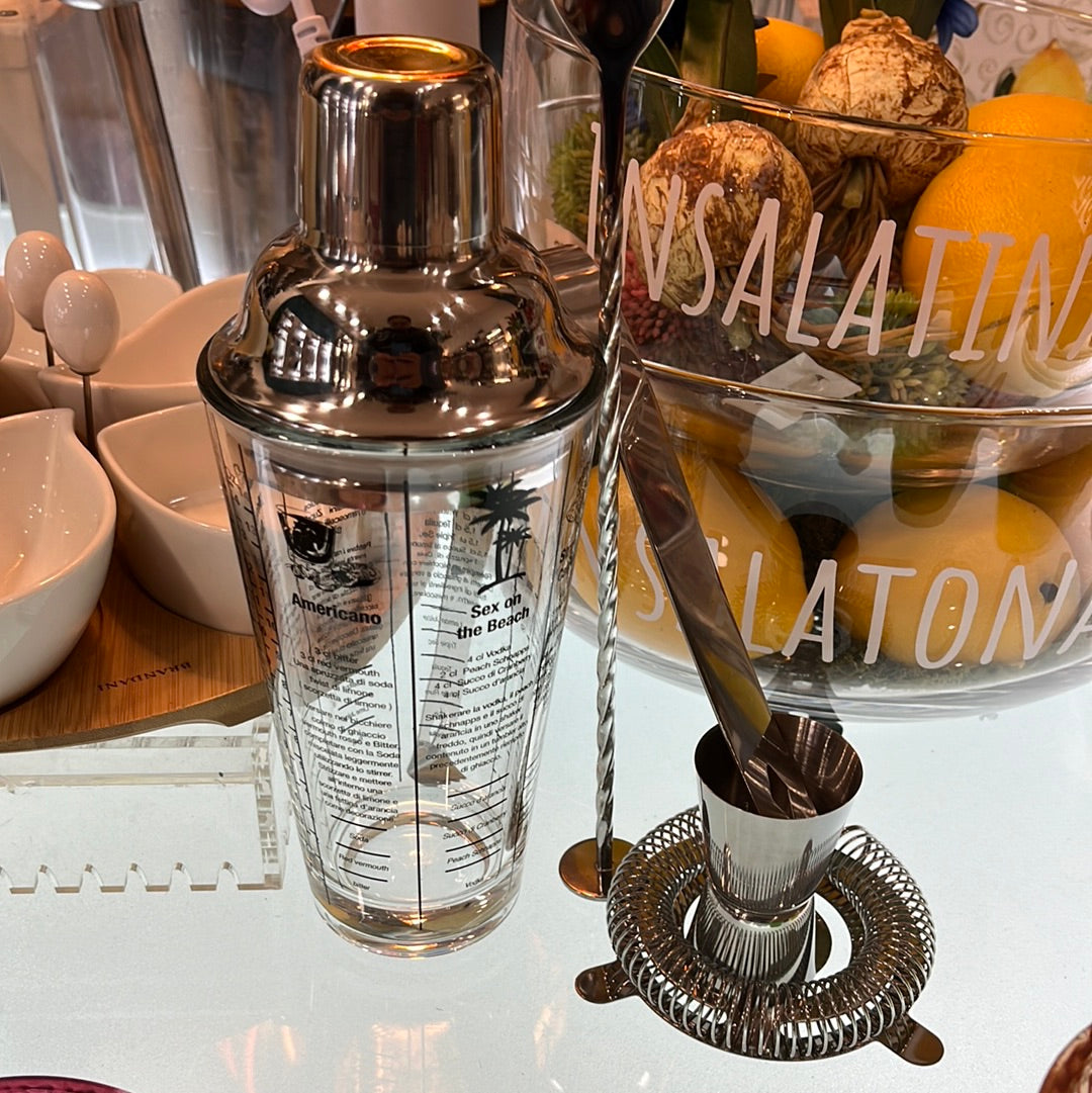 Cocktail Set con Shaker in Vetro e Accessori Inox - Brandani