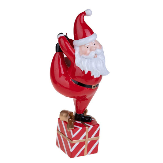 Statuetta Babbo Natale "Ginnasta" in Resina