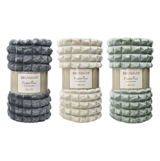 Plaid "Scaccomatto" in Poliestere - 3 Colori Assortiti