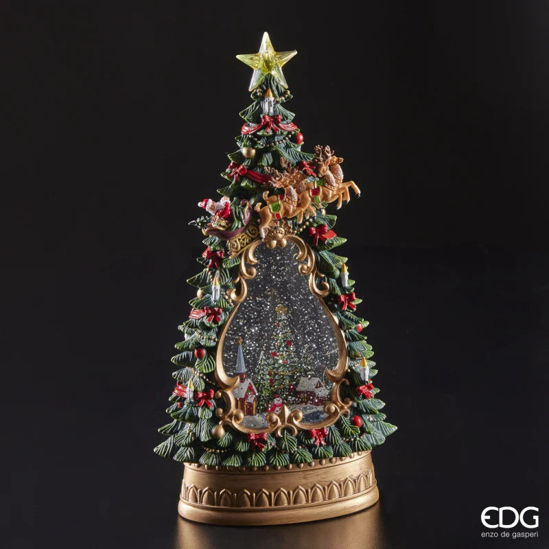 Decoro Pino Innevato con Musica, Movimento e Luci Led