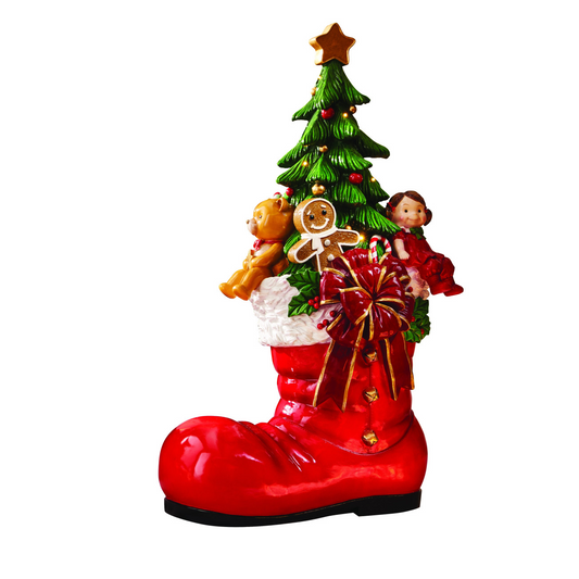 Stivale Rosso con Albero di Natale con Luci Led - Brandani