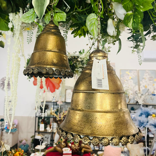 Set 2 Campane Decorative da appendere in Metallo Oro Antico