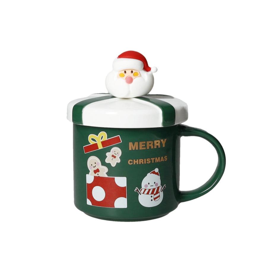 Tazza Mug Merry Christmas Verde con Tappo e Cucchiaino