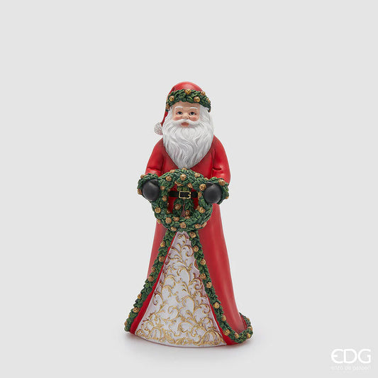 Decoro Natalizio Babbo Natale con Corona in Poliresina