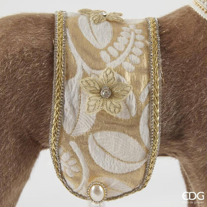 Decoro Natalizio Cervo Vellutato e Bardato Oro - H75