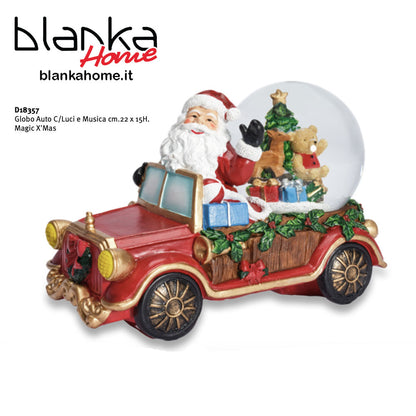 Carillon "Globo" Babbo Natale in Auto con Musica e Luci