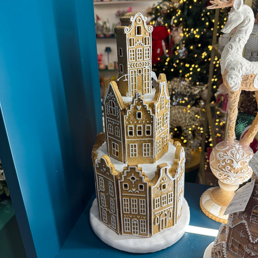 Decoro Natalizio Casetta Marzapane con luci