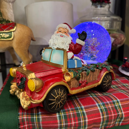 Carillon "Globo" Babbo Natale in Auto con Musica e Luci