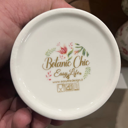 Set Aperitivo “BOTANIC CHIC” con 4 Ciotoline in Porcellana e Vassoio in Acacia