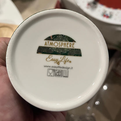 Set Aperitivo “WOODLAND” con 4 Ciotoline in Porcellana e Vassoio in Bambù