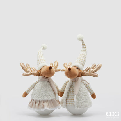 Decoro Renna a Dondolo Beige - H 55cm