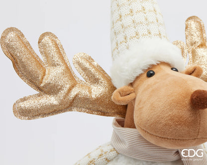 Decoro Renna a Dondolo Beige - H 55cm