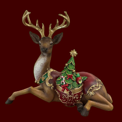Renna Gigante con Albero di Natale Decorato