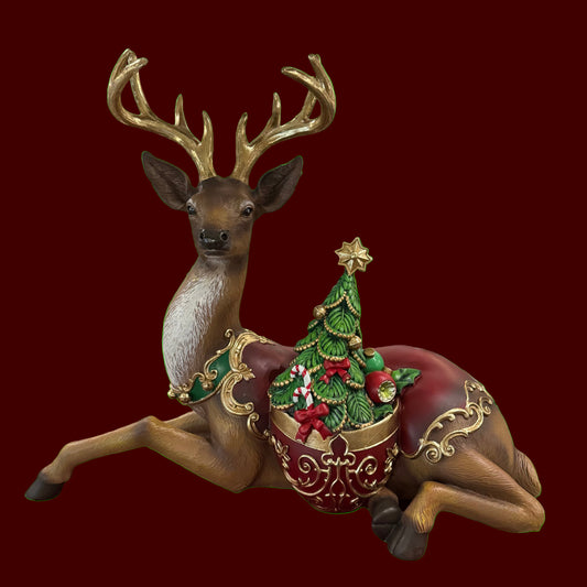 Renna Gigante con Albero di Natale Decorato