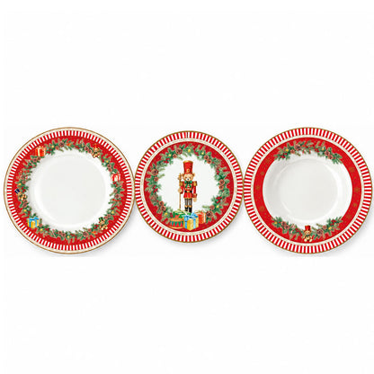 Servizio Piatti Tavola Natalizio 18pz in Porcellana "Christmas Teddy"