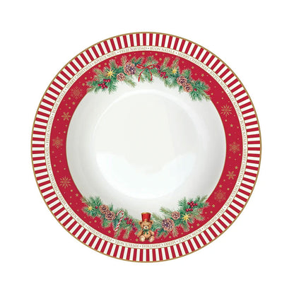 Servizio Piatti Tavola Natalizio 18pz in Porcellana "Christmas Teddy"