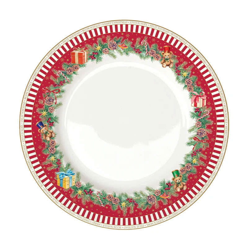 Servizio Piatti Tavola Natalizio 18pz in Porcellana "Christmas Teddy"