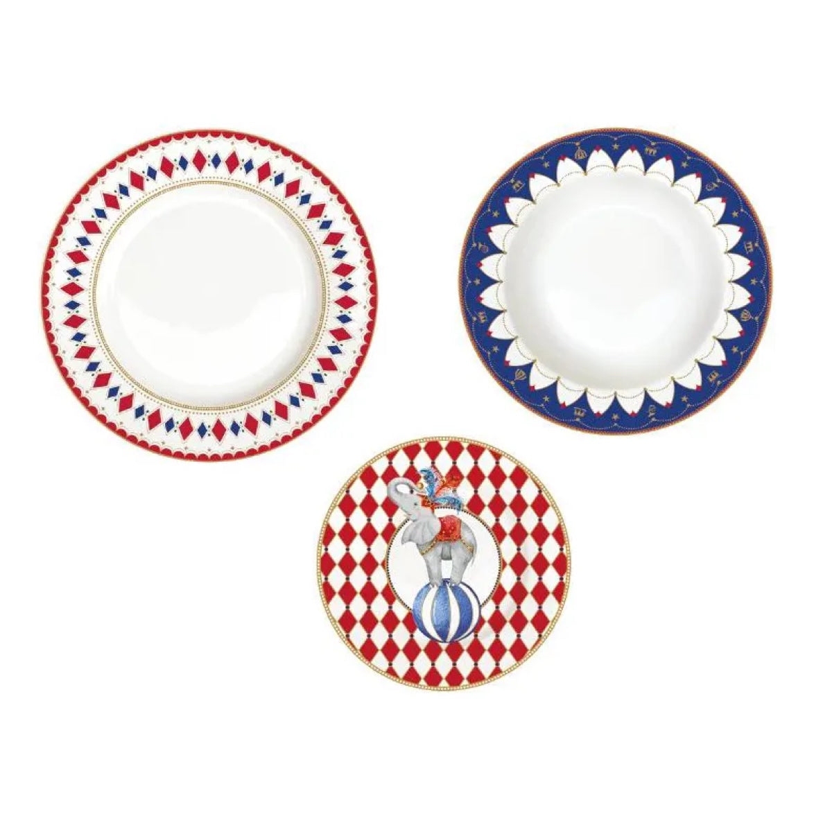 Servizio Piatti Tavola Natalizio 18pz in Porcellana "Circus"