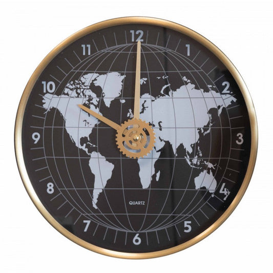 Orologio da Parete "Globo” Oro e Nero