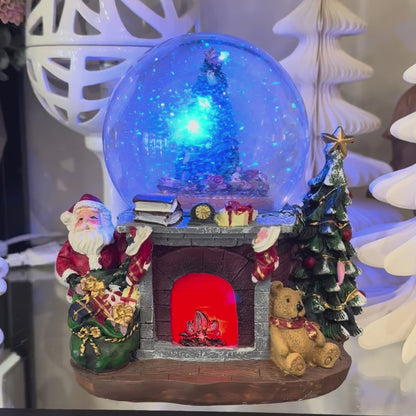 Carillon Caminetto "Globo con Neve" con Luci, Movimento e Musica