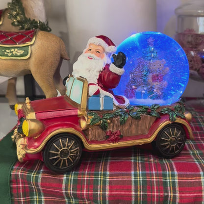 Carillon "Globo" Babbo Natale in Auto con Musica e Luci