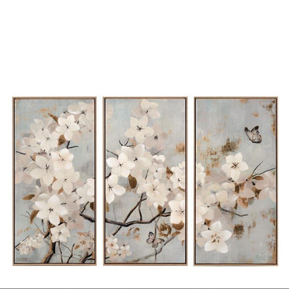 Set 3 Quadri in Stampa Serigrafica su Tela con Applicazioni - 50x100 (1Q266)