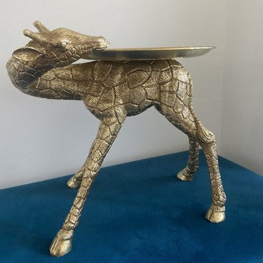 Statuetta Svuota Tasche "Giraffa" con Vassoio Oro
