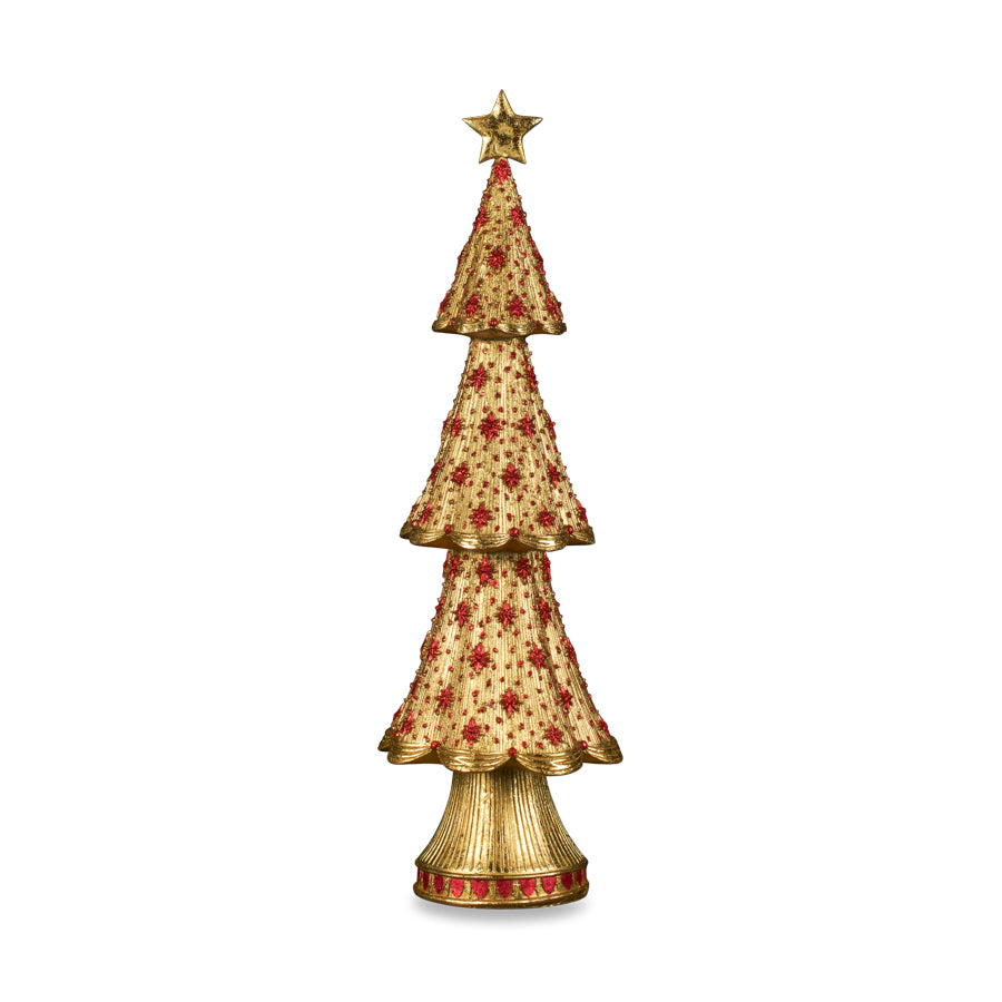 Albero di Natale Oro con Decori Rossi (2 Misure) - Henriette